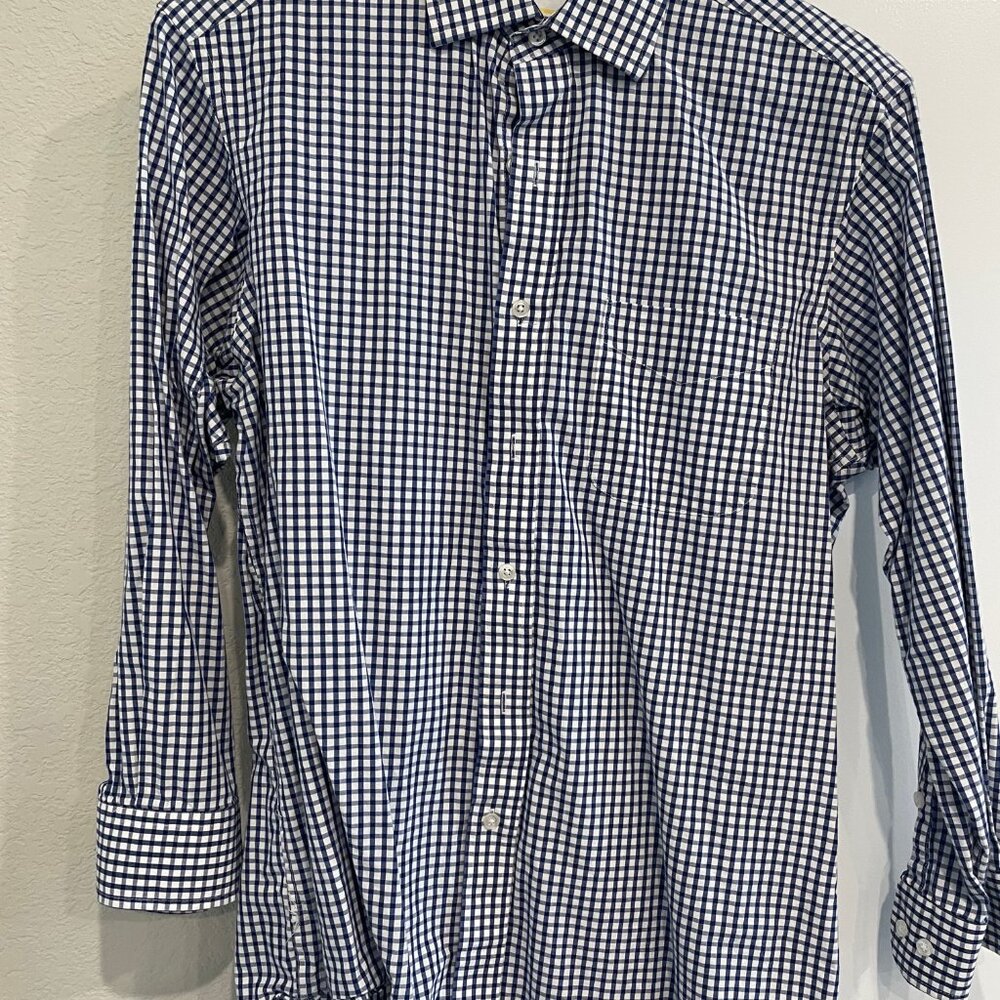 Checkered Dark Blue/Navy Club Room Dress Shirt (15.5-34)